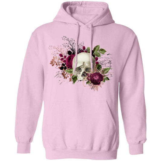 Sweatshirts Light Pink / S Winey Bitches Co Floral Skull Design #6 Pullover Hoodie 8 oz. WineyBitchesCo
