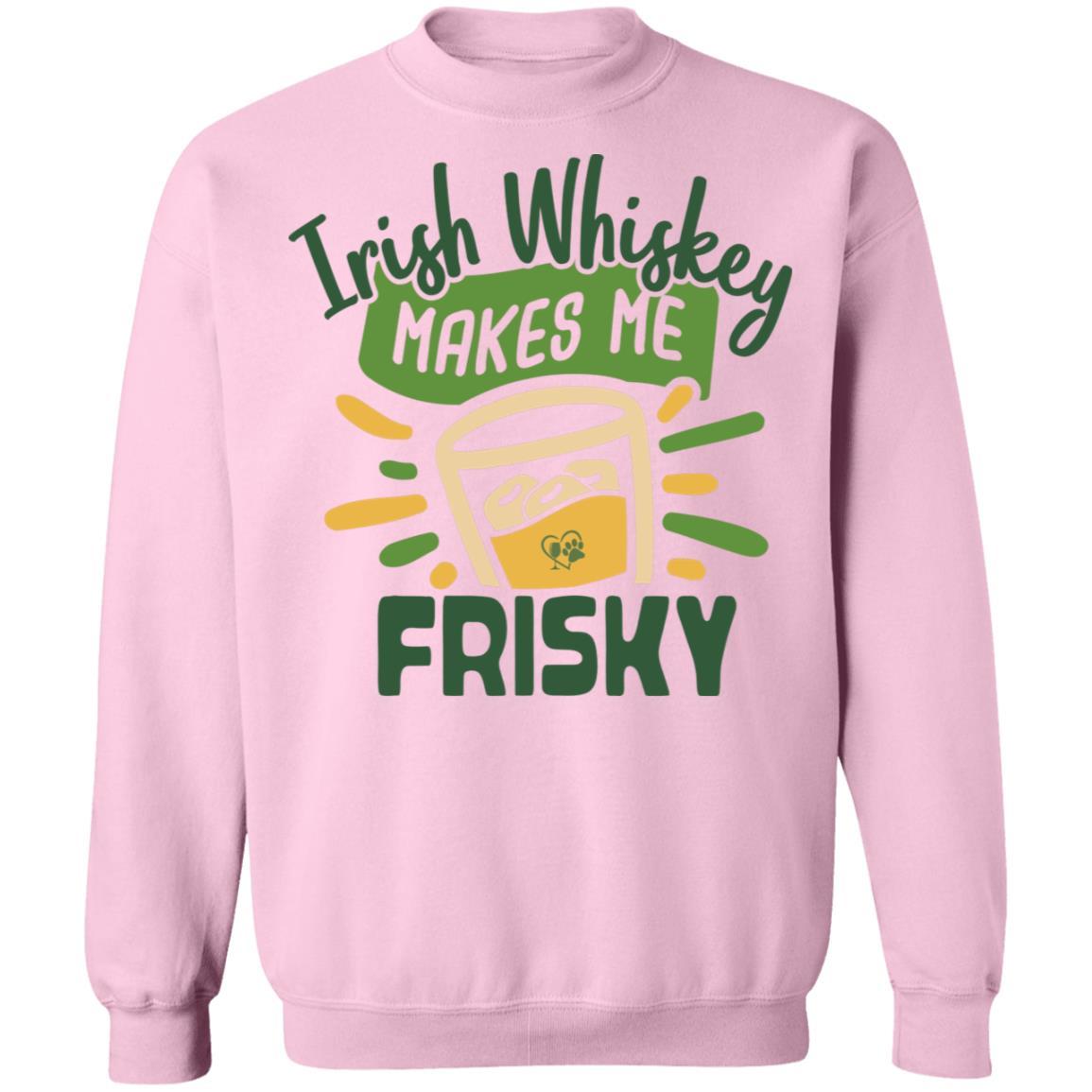 Sweatshirts Light Pink / S Winey Bitches Co "Irish Whiskey Makes Me Frisky" Crewneck Pullover Sweatshirt  8 oz. WineyBitchesCo