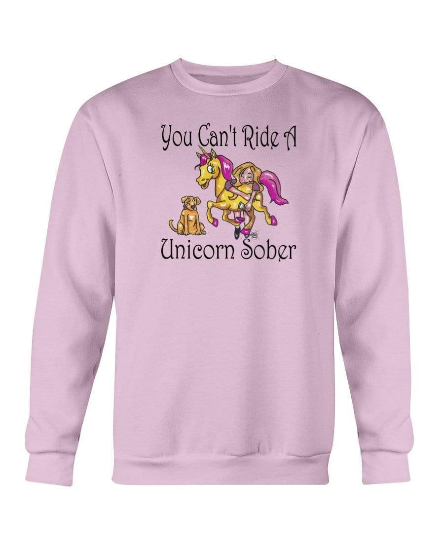 Sweatshirts Light Pink / S Winey Bitches Co "You Can't Ride A Unicorn Sober" Sweatshirt - Crew WineyBitchesCo