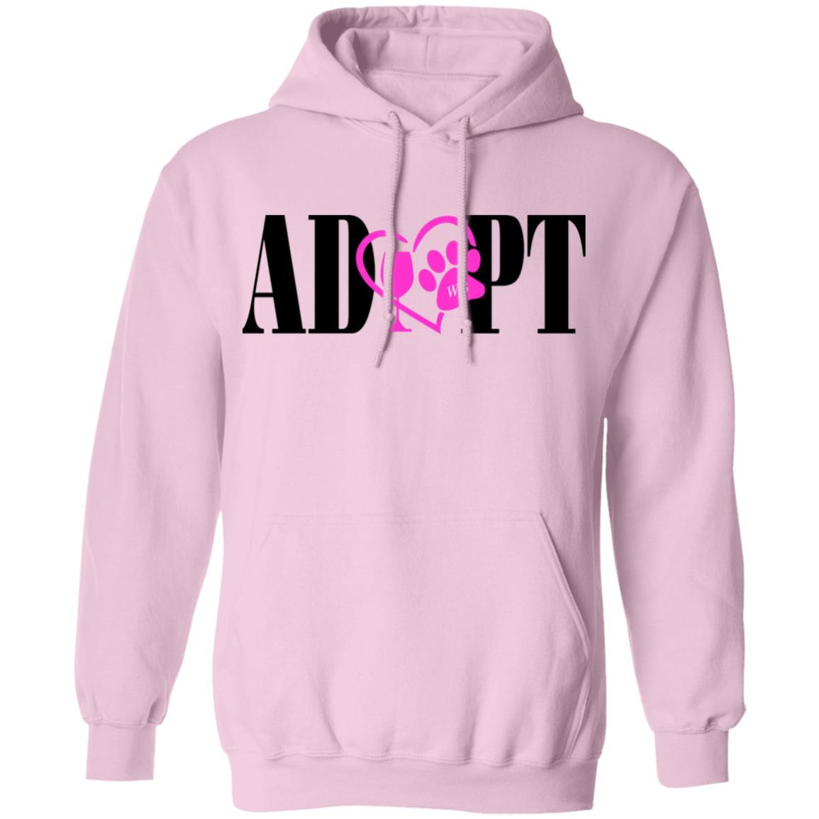 Sweatshirts Light Pink / S WineyBitches.Co “Adopt” Pullover Hoodie 8 oz.- Pink Heart- Blk Lettering WineyBitchesCo