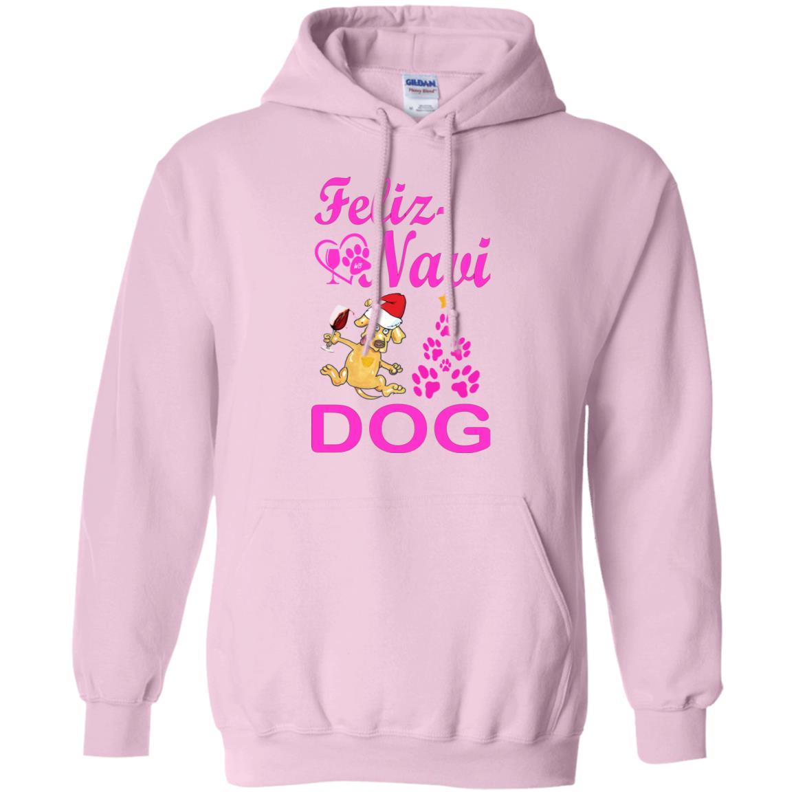 Sweatshirts Light Pink / S WineyBitches.Co "Feliz Navi Dog" Pullover Hoodie 8 oz. -Pink Lettering WineyBitchesCo