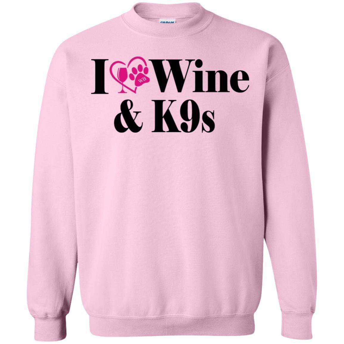 Sweatshirts Light Pink / S WineyBitches.Co "I Love Wine and K9s" Crewneck Pullover Sweatshirt  8 oz. WineyBitchesCo
