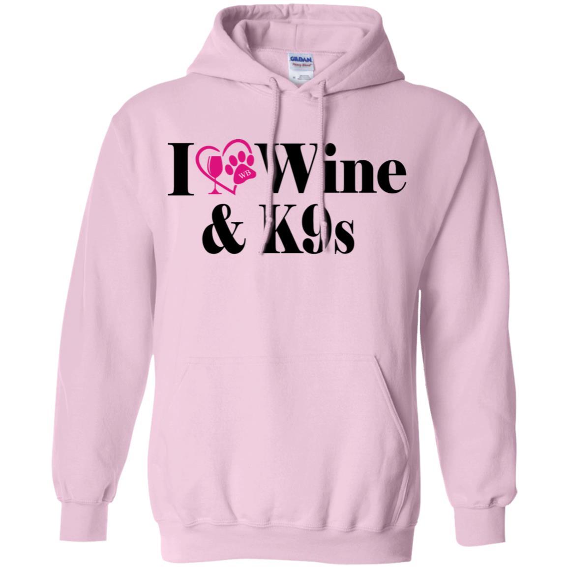 Sweatshirts Light Pink / S WineyBitches.Co "I Love Wine and K9s" Pullover Hoodie 8 oz. WineyBitchesCo