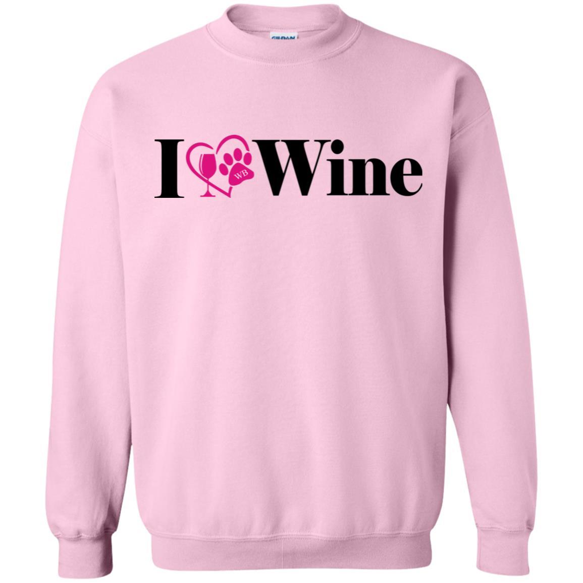 Sweatshirts Light Pink / S WineyBitches.Co "I Love Wine" Gildan Crewneck Pullover Sweatshirt  8 oz. WineyBitchesCo