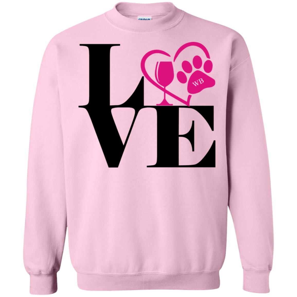 Sweatshirts Light Pink / S WineyBitches.Co "Love Paw 2" Crewneck Pullover Sweatshirt  8 oz. WineyBitchesCo