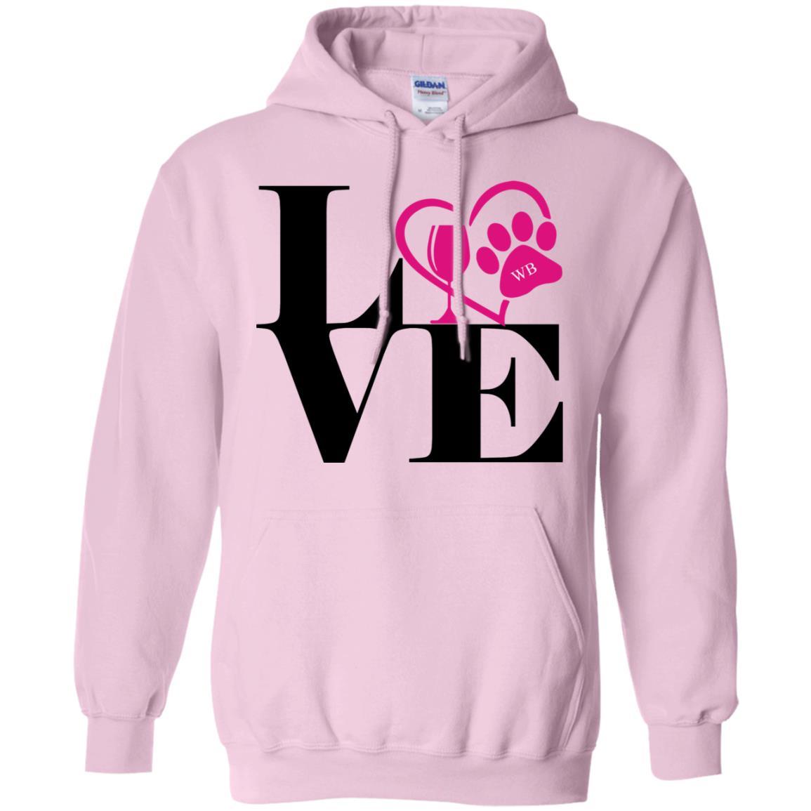 Sweatshirts Light Pink / S WineyBitches.Co "Love Paw 2" Pullover Hoodie 8 oz. WineyBitchesCo