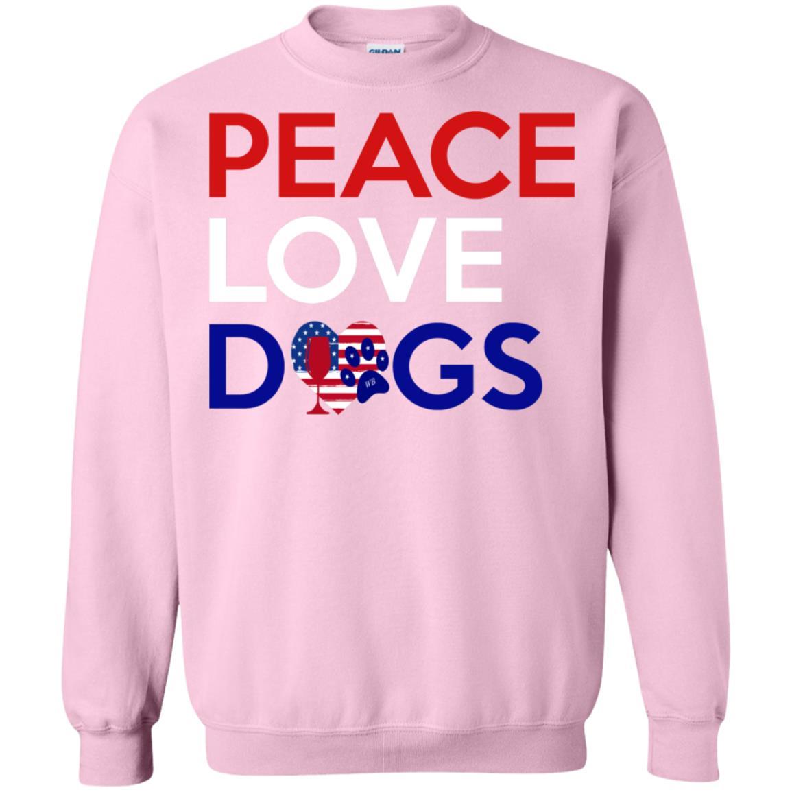 Sweatshirts Light Pink / S WineyBitches.Co Peace Love Dogs Crewneck Pullover Sweatshirt  8 oz. WineyBitchesCo