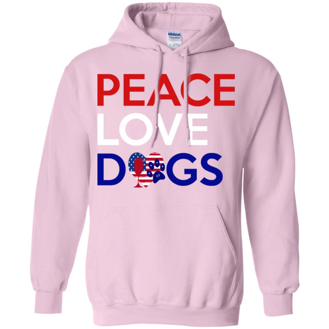 Sweatshirts Light Pink / S WineyBitches.Co Peace Love Dogs Pullover Hoodie 8 oz. WineyBitchesCo