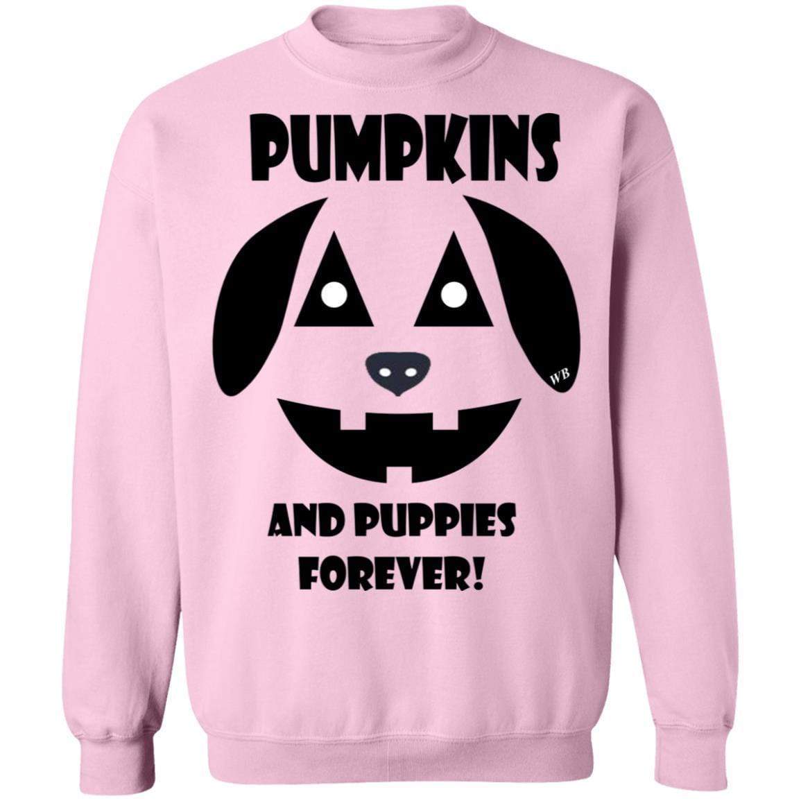Sweatshirts Light Pink / S WineyBitches.Co "Pumpkins and Puppies Forever" Halloween Crewneck Pullover Sweatshirt  8 oz. WineyBitchesCo