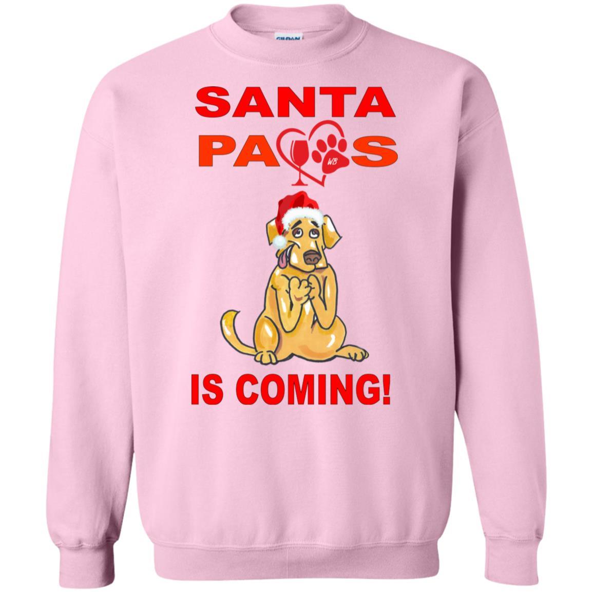 Sweatshirts Light Pink / S WineyBitches.co "Santa Paws Is Coming" Crewneck Pullover Sweatshirt  8 oz. WineyBitchesCo