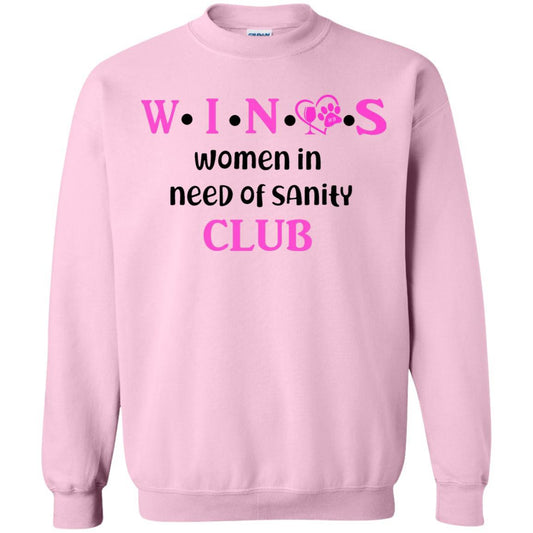 Sweatshirts Light Pink / S WineyBitches.Co WINOS Club Crewneck Pullover Sweatshirt  8 oz. (Pink Lettering) WineyBitchesCo