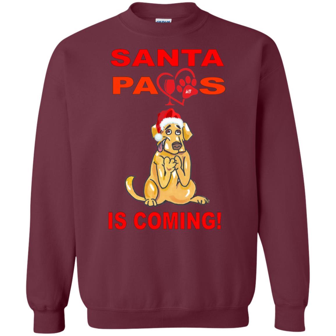 Sweatshirts Maroon / S WineyBitches.co "Santa Paws Is Coming" Crewneck Pullover Sweatshirt  8 oz. WineyBitchesCo