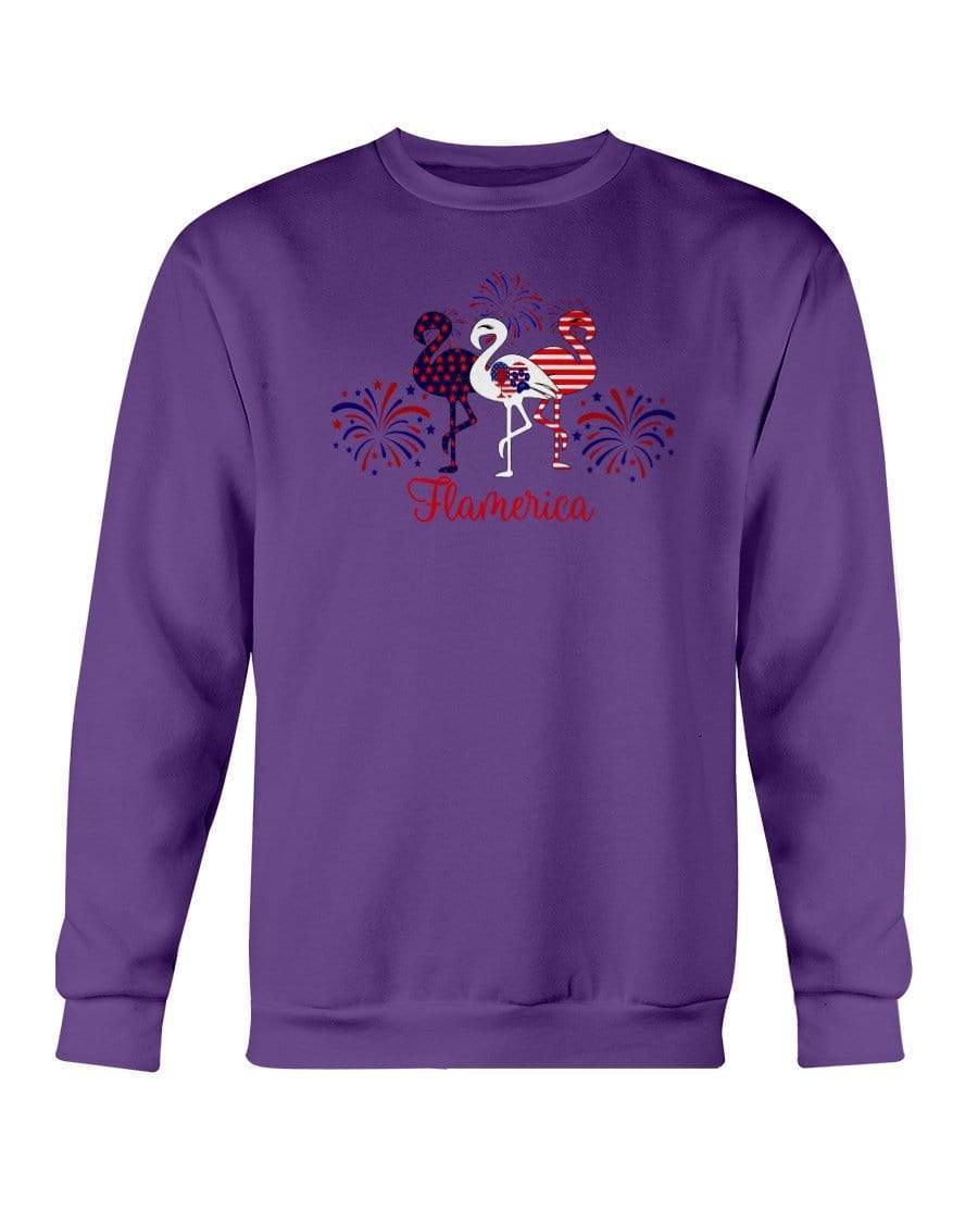 Sweatshirts Purple / S Winey Bitches Co "Flamerica" Patriotic Flamingo Sweatshirt - Crew WineyBitchesCo