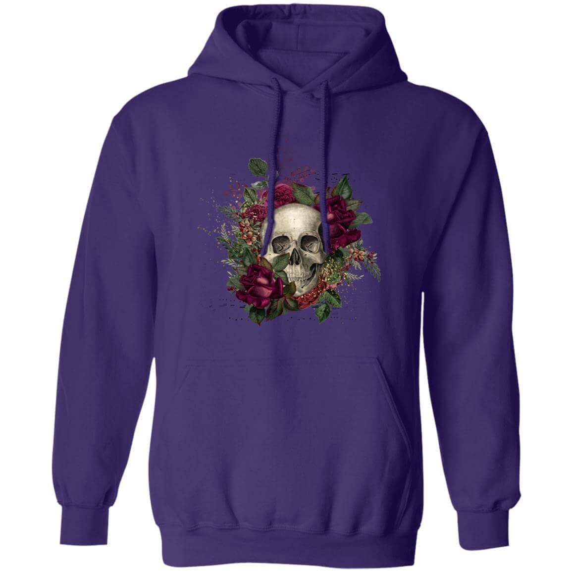 Sweatshirts Purple / S Winey Bitches Co Floral Skull Design #2 Pullover Hoodie 8 oz. WineyBitchesCo
