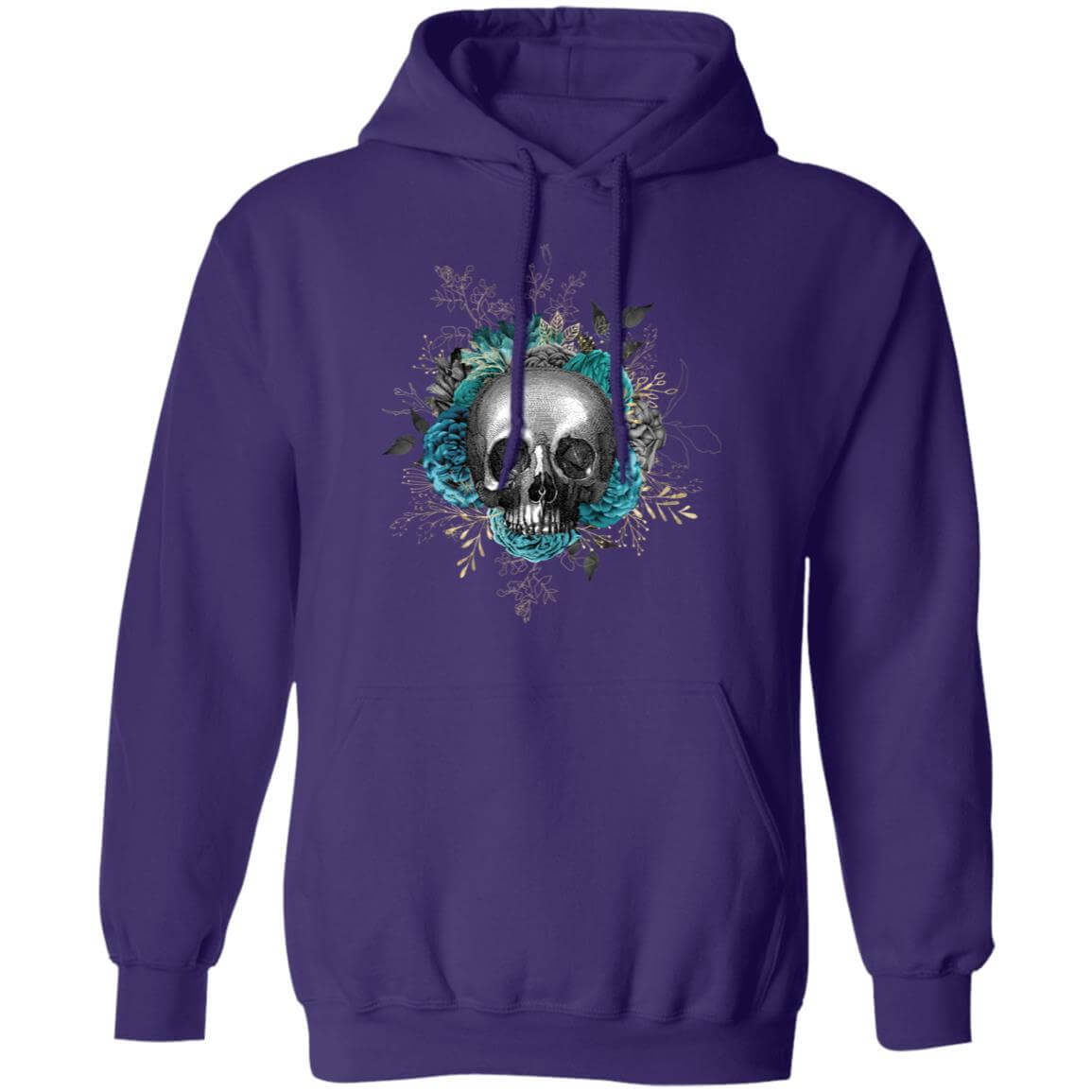 Sweatshirts Purple / S Winey Bitches Co Floral Skull Design #3 Pullover Hoodie 8 oz. WineyBitchesCo