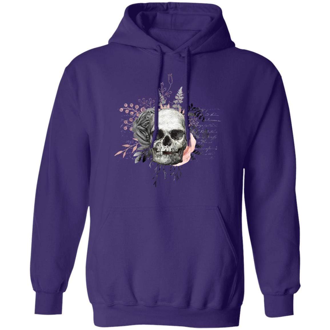 Sweatshirts Purple / S Winey Bitches Co Floral Skull Design #4 Pullover Hoodie 8 oz. WineyBitchesCo