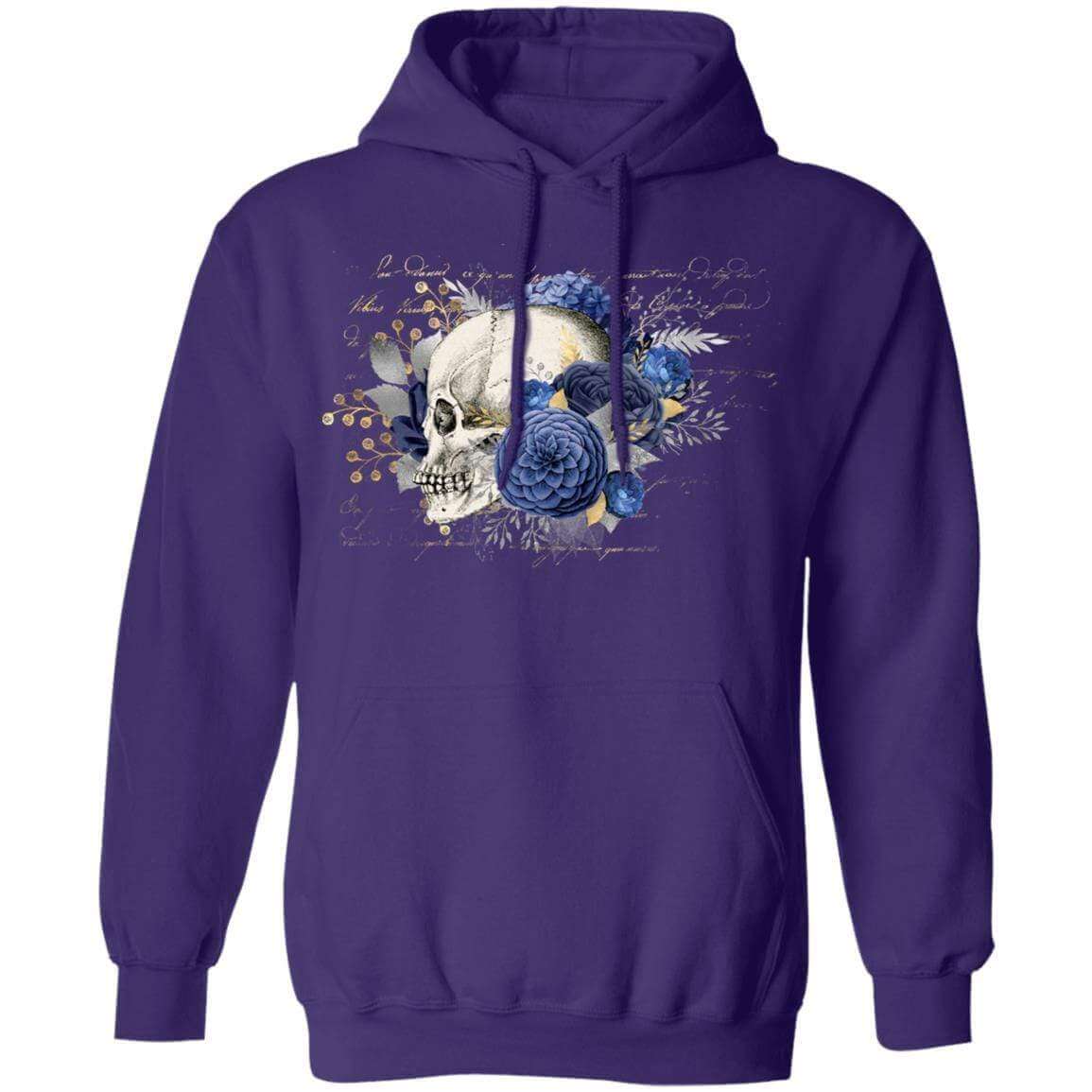 Sweatshirts Purple / S Winey Bitches Co Floral Skull Design #5 Pullover Hoodie 8 oz. WineyBitchesCo