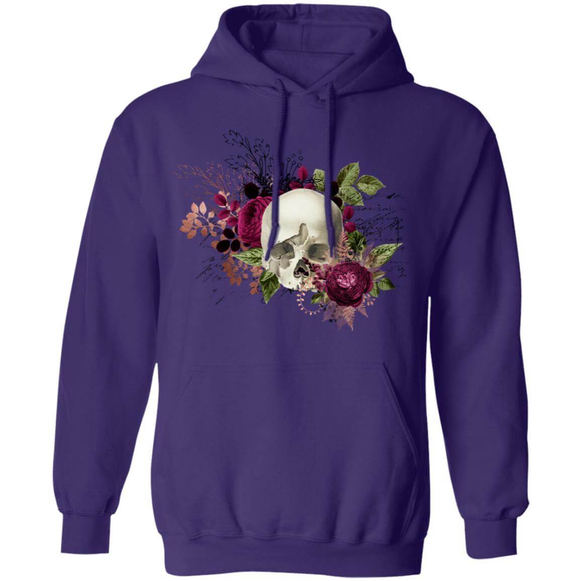 Sweatshirts Purple / S Winey Bitches Co Floral Skull Design #6 Pullover Hoodie 8 oz. WineyBitchesCo