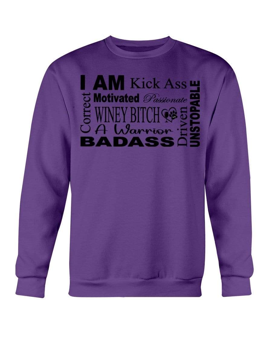 Sweatshirts Purple / S Winey Bitches Co "I Am Motivated" Black Lettering- Sweatshirt - Crew WineyBitchesCo