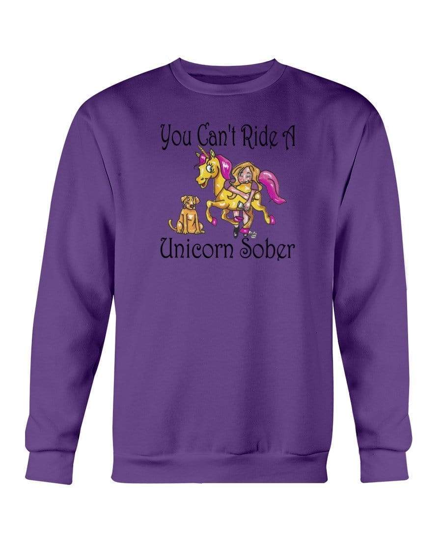 Sweatshirts Purple / S Winey Bitches Co "You Can't Ride A Unicorn Sober" Sweatshirt - Crew WineyBitchesCo