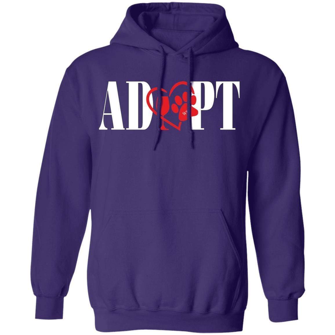 Sweatshirts Purple / S WineyBitches.Co “Adopt” Pullover Hoodie 8 oz.-Red Heart-White Lettering WineyBitchesCo