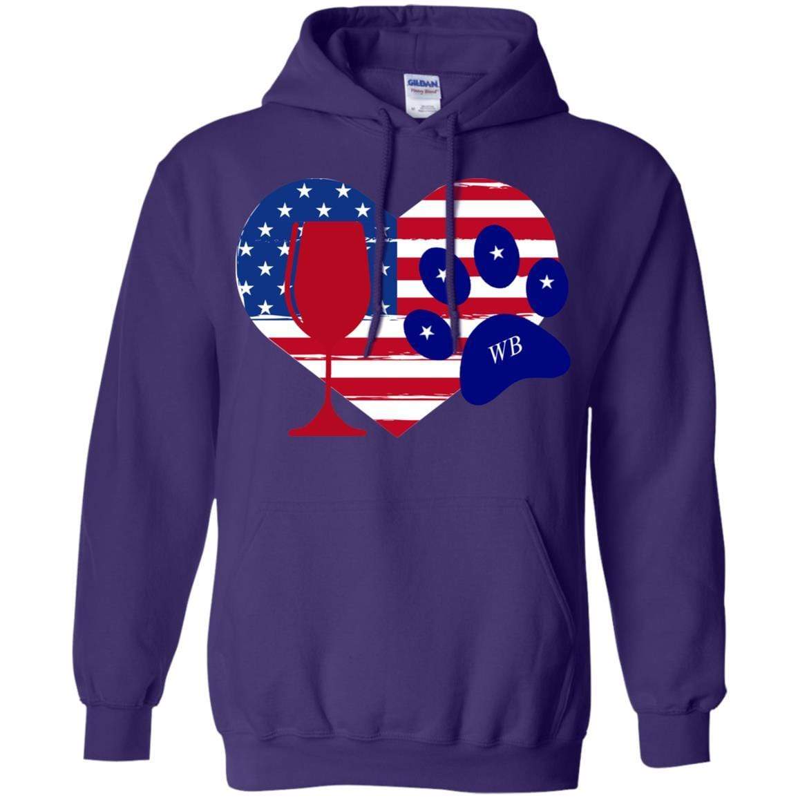 Sweatshirts Purple / S WineyBitches.Co American Wine Paw Heart Pullover Hoodie 8 oz. WineyBitchesCo