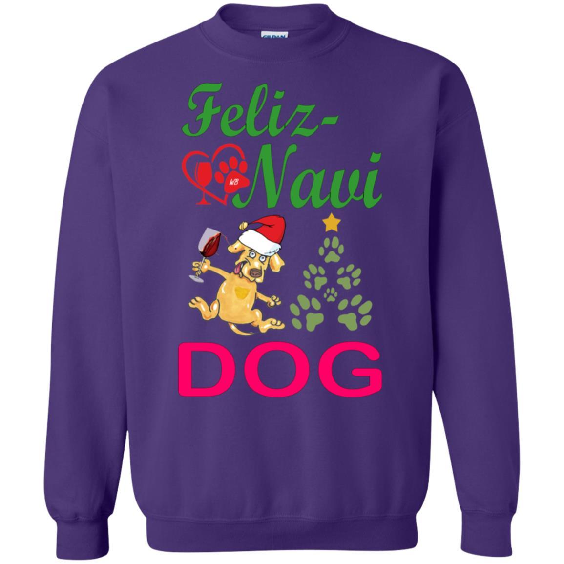 Sweatshirts Purple / S WineyBitches.co Feliz Navi Dog Crewneck Pullover Sweatshirt  8 oz.-Grn-Red WineyBitchesCo