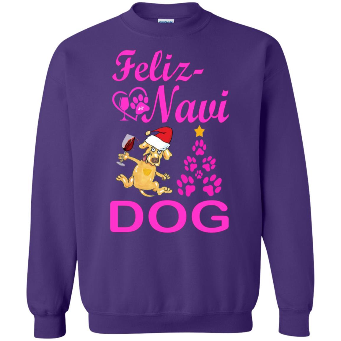 Sweatshirts Purple / S WineyBitches.co Feliz Navi Dog Crewneck Pullover Sweatshirt  8 oz.-pink WineyBitchesCo