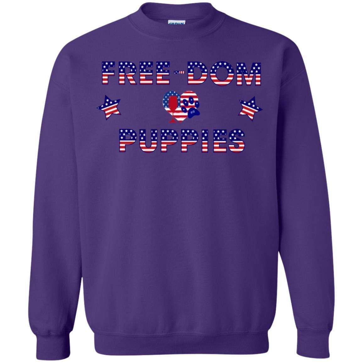 Sweatshirts Purple / S WineyBitches.Co Free-Dom Puppies Crewneck Pullover Sweatshirt  8 oz. WineyBitchesCo