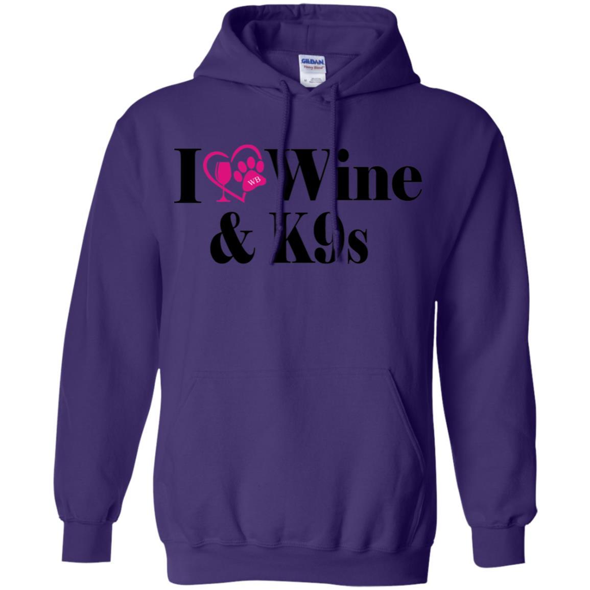 Sweatshirts Purple / S WineyBitches.Co "I Love Wine and K9s" Pullover Hoodie 8 oz. WineyBitchesCo