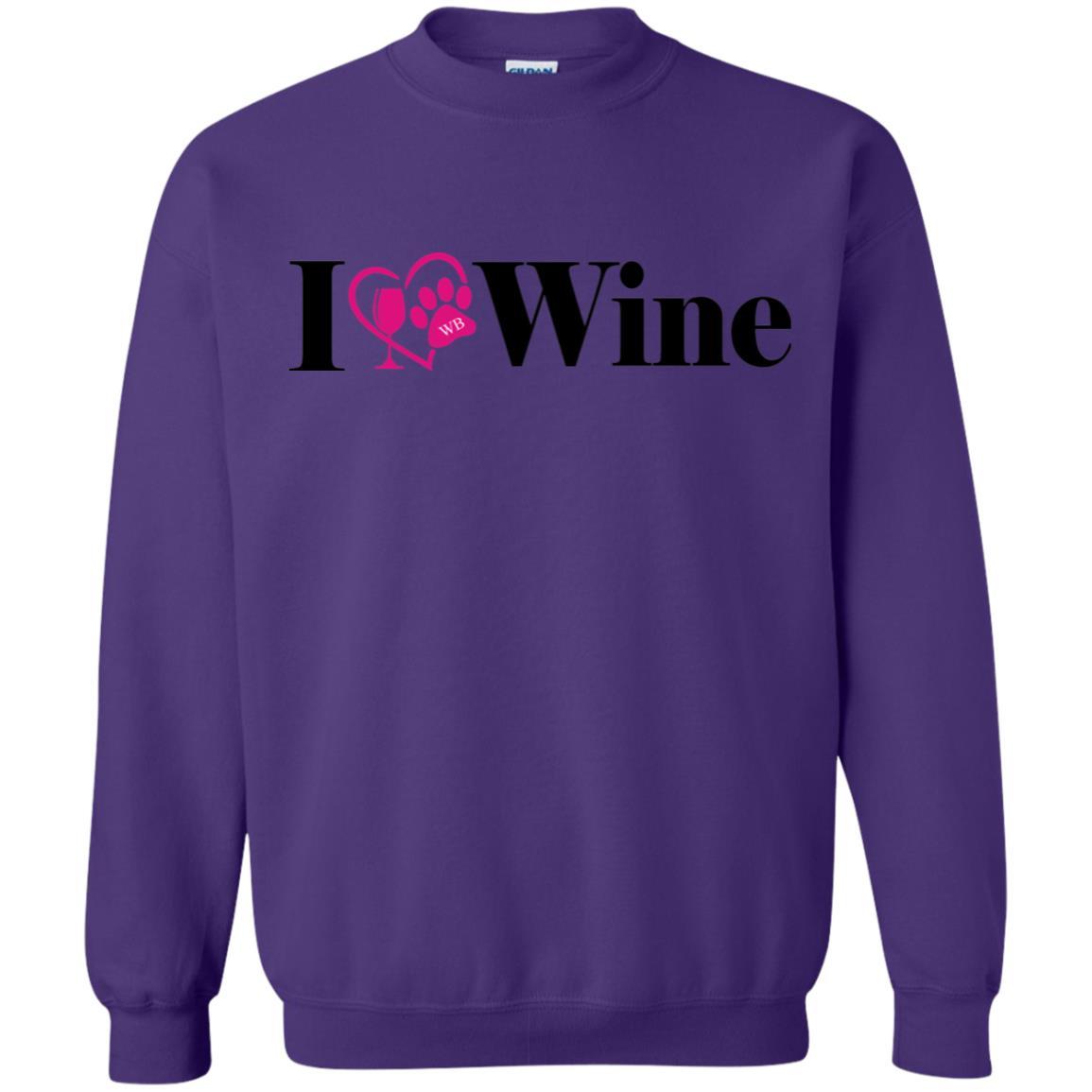 Sweatshirts Purple / S WineyBitches.Co "I Love Wine" Gildan Crewneck Pullover Sweatshirt  8 oz. WineyBitchesCo