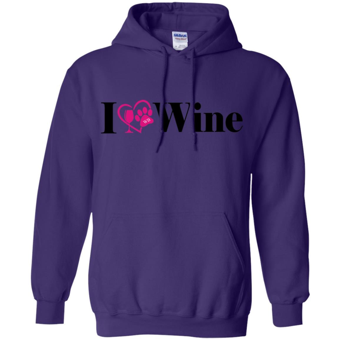 Sweatshirts Purple / S WineyBitches.Co "I Love Wine" Gildan Pullover Hoodie 8 oz. WineyBitchesCo