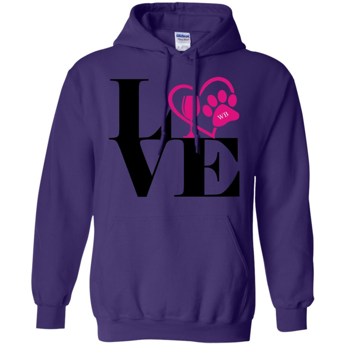 Sweatshirts Purple / S WineyBitches.Co "Love Paw 2" Pullover Hoodie 8 oz. WineyBitchesCo