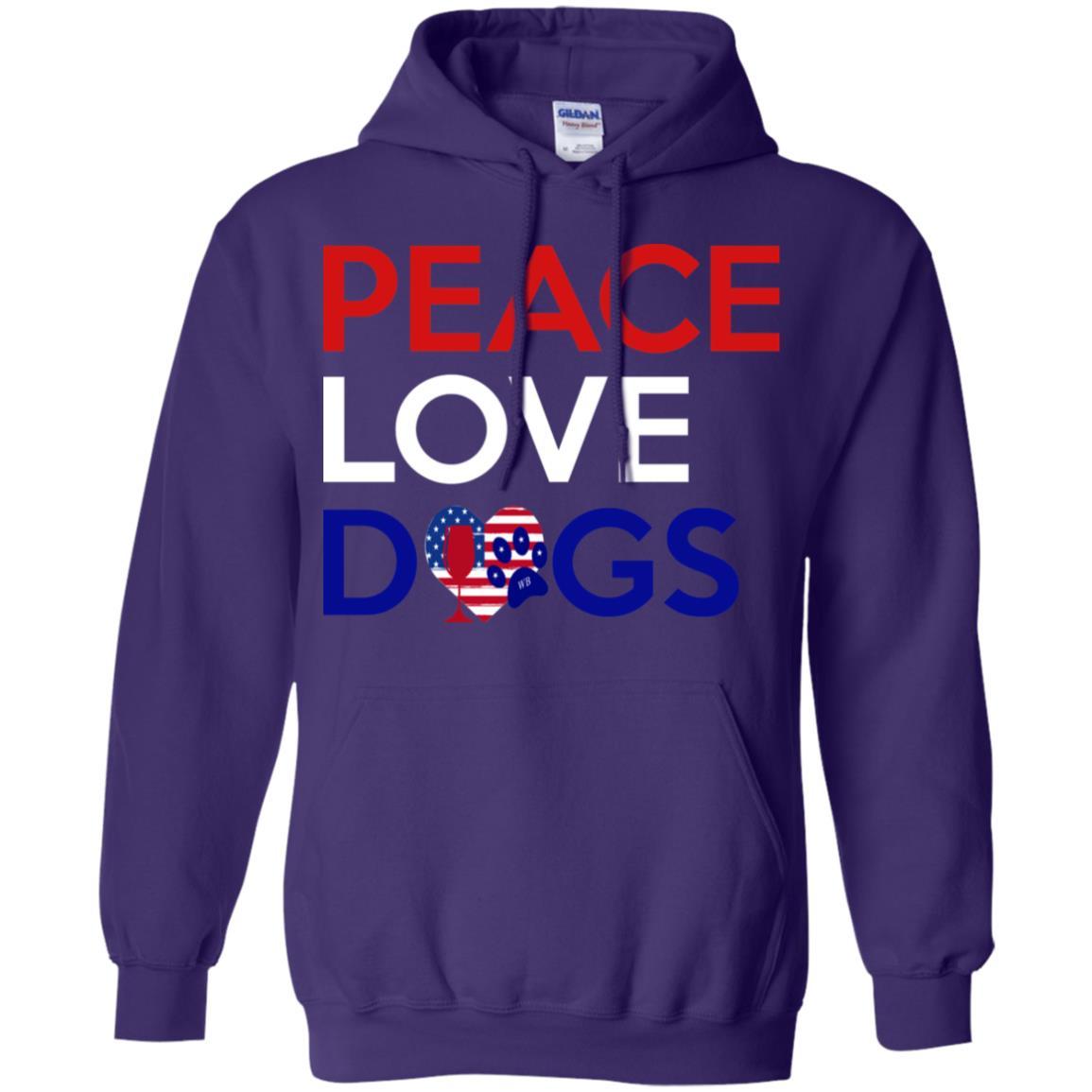Sweatshirts Purple / S WineyBitches.Co Peace Love Dogs Pullover Hoodie 8 oz. WineyBitchesCo