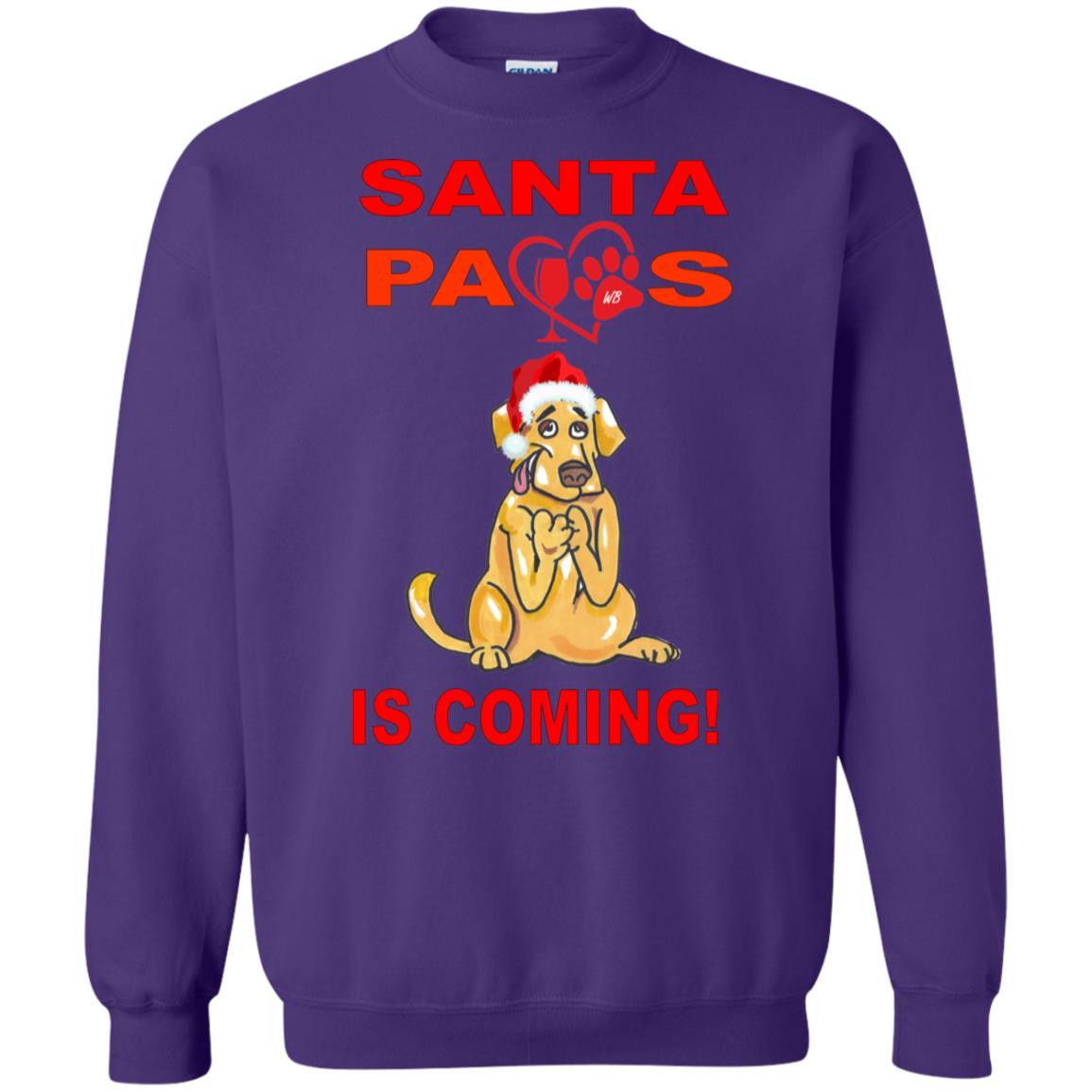 Sweatshirts Purple / S WineyBitches.co "Santa Paws Is Coming" Crewneck Pullover Sweatshirt  8 oz. WineyBitchesCo