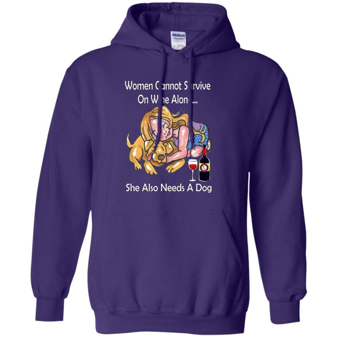 Sweatshirts Purple / S WineyBitches.co "Women Cannot Survive On Wine Alone... " -White Lettering- Ladies Pullover Hoodie WineyBitchesCo