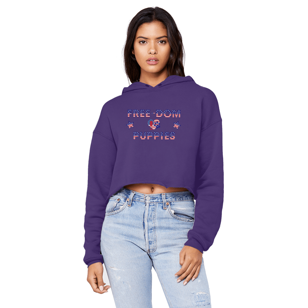 Sweatshirts Purple / XS WineyBitches.Co Free-Dom Puppies Unisex Cropped Raw Edge Boyfriend Hoodie WineyBitchesCo