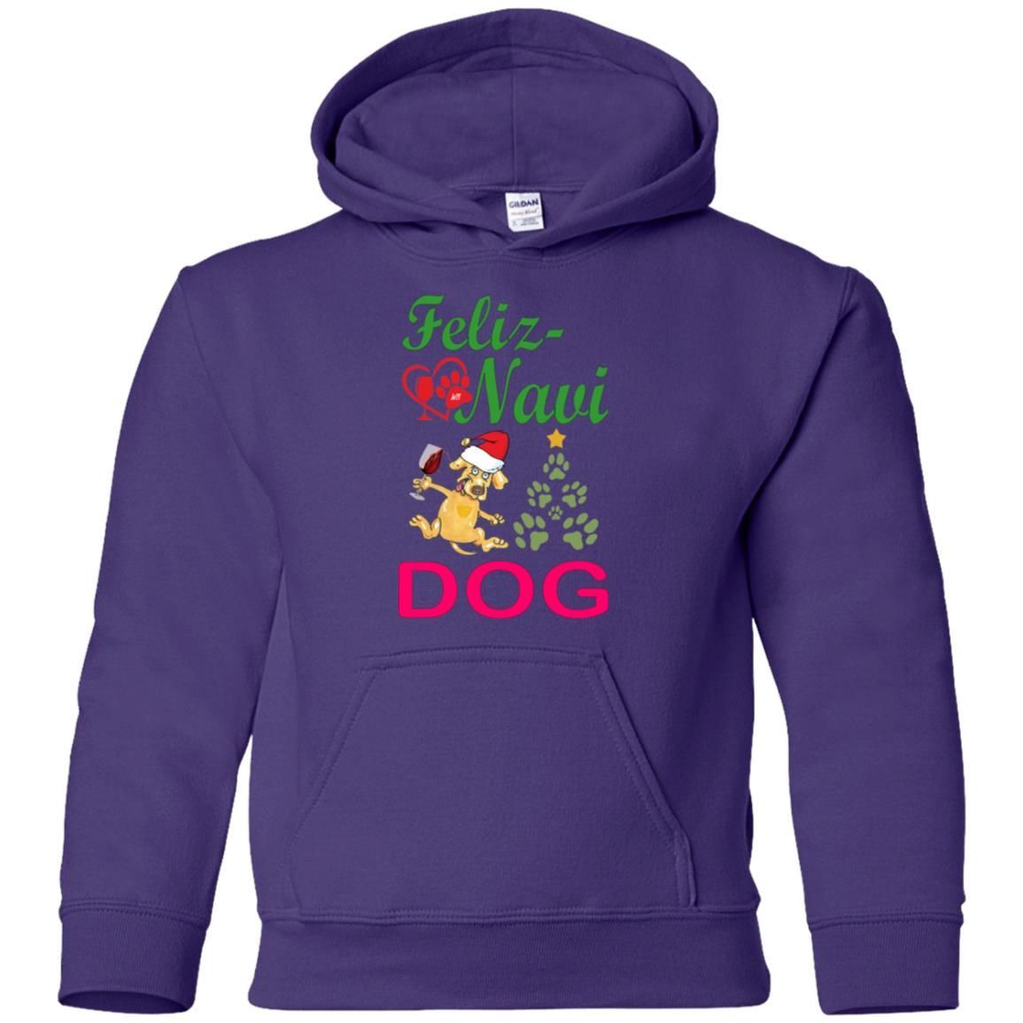 Sweatshirts Purple / YS WineyBitches.co Feliz Navi Dog Youth Pullover Hoodie WineyBitchesCo