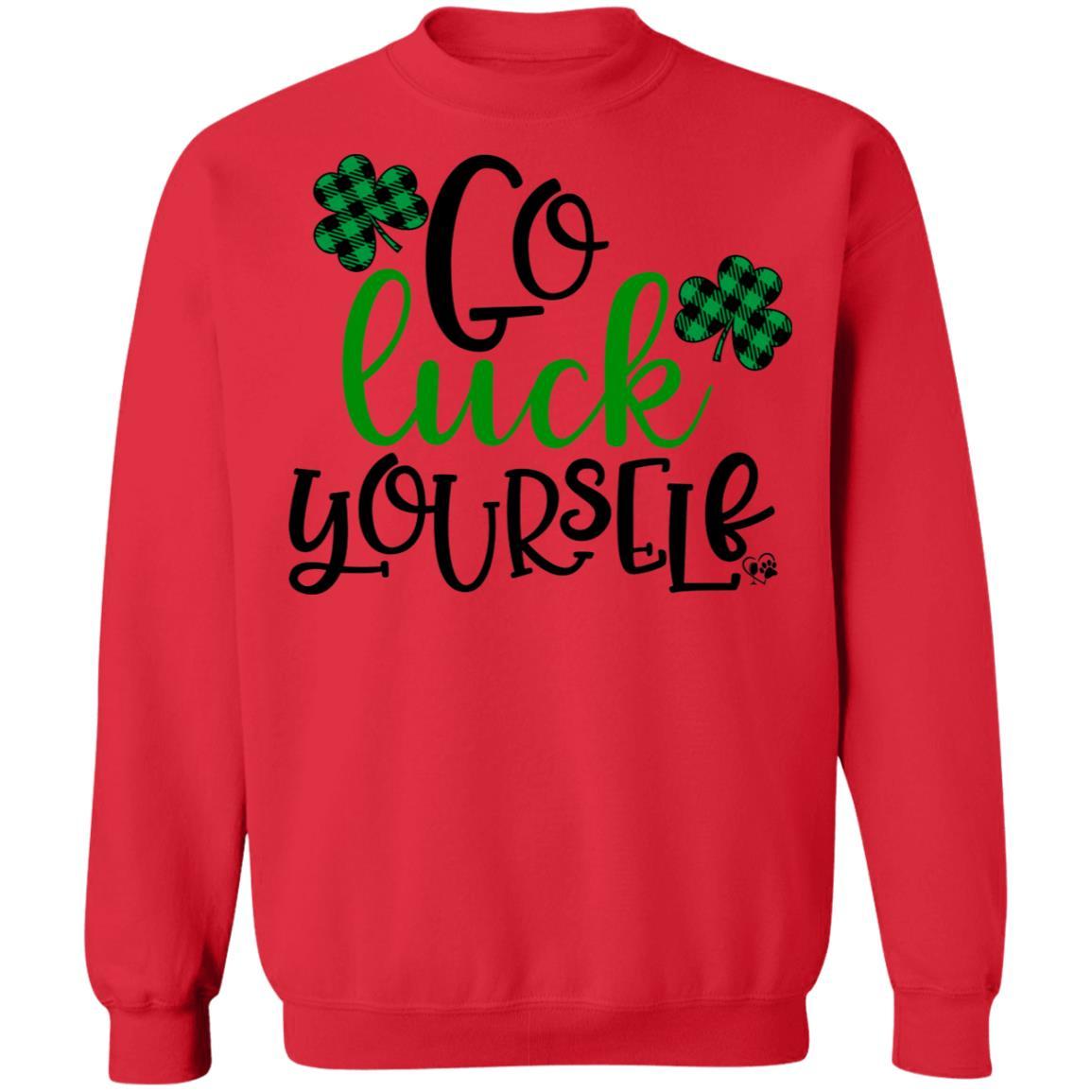 Sweatshirts Red / S Winey Bitches Co "Go Luck Yourself" Crewneck Pullover Sweatshirt  8 oz. WineyBitchesCo