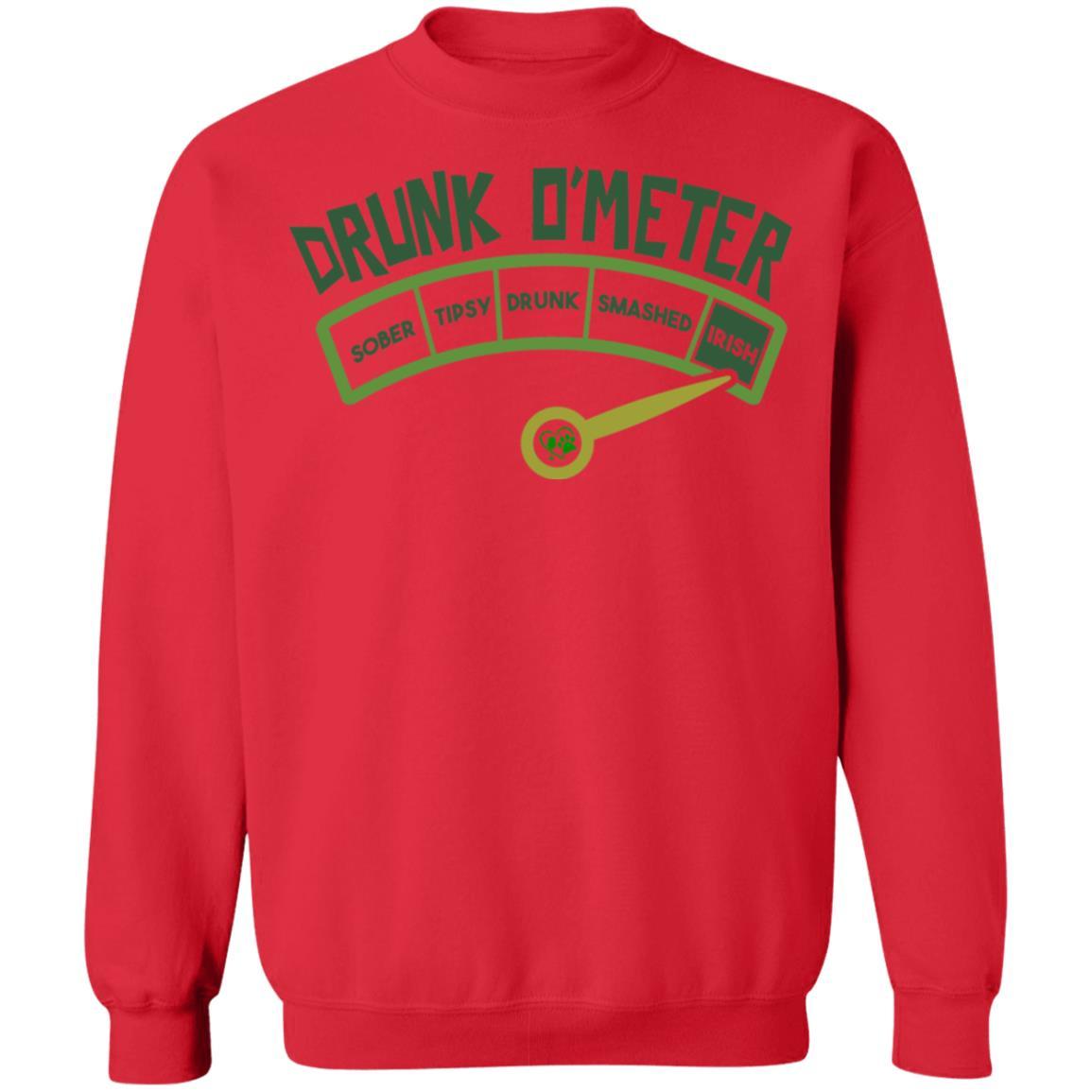 Sweatshirts Red / S Winey Bitches Co "Irish Drunk O'Meter Crewneck Pullover Sweatshirt  8 oz. WineyBitchesCo