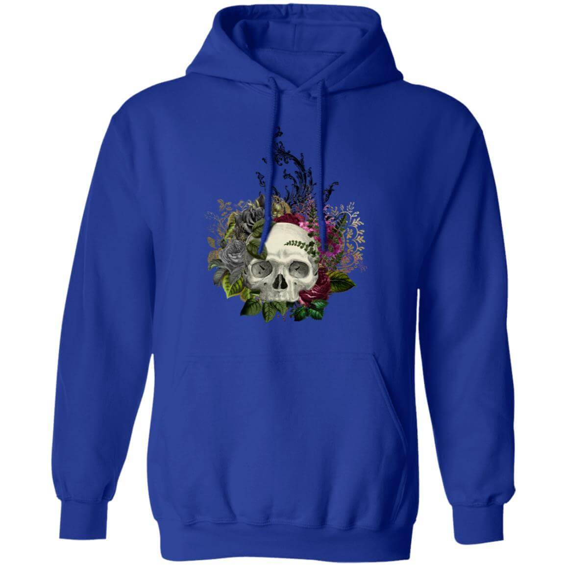 Sweatshirts Royal / S Winey Bitches Co Floral Skull Design #1 Pullover Hoodie 8 oz. WineyBitchesCo