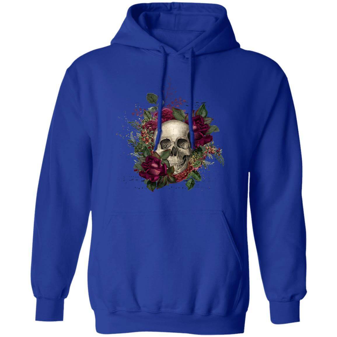 Sweatshirts Royal / S Winey Bitches Co Floral Skull Design #2 Pullover Hoodie 8 oz. WineyBitchesCo