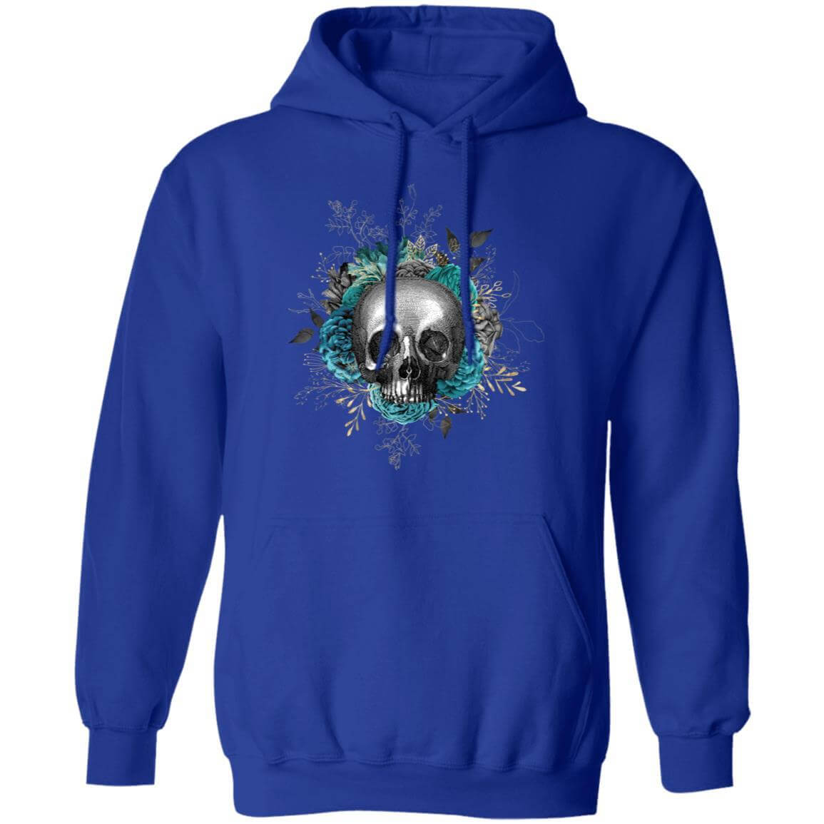 Sweatshirts Royal / S Winey Bitches Co Floral Skull Design #3 Pullover Hoodie 8 oz. WineyBitchesCo