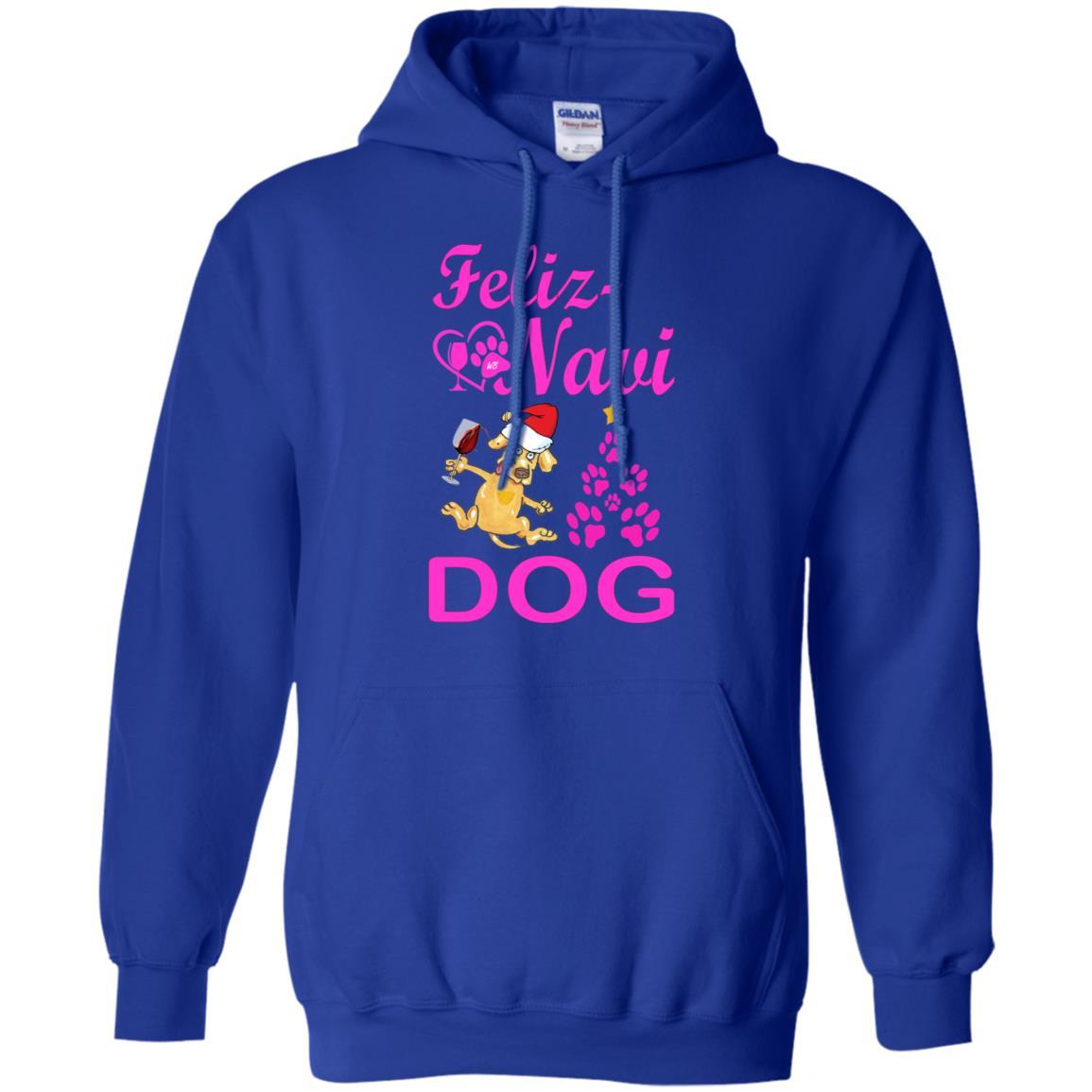 Sweatshirts Royal / S WineyBitches.Co "Feliz Navi Dog" Pullover Hoodie 8 oz. -Pink Lettering WineyBitchesCo