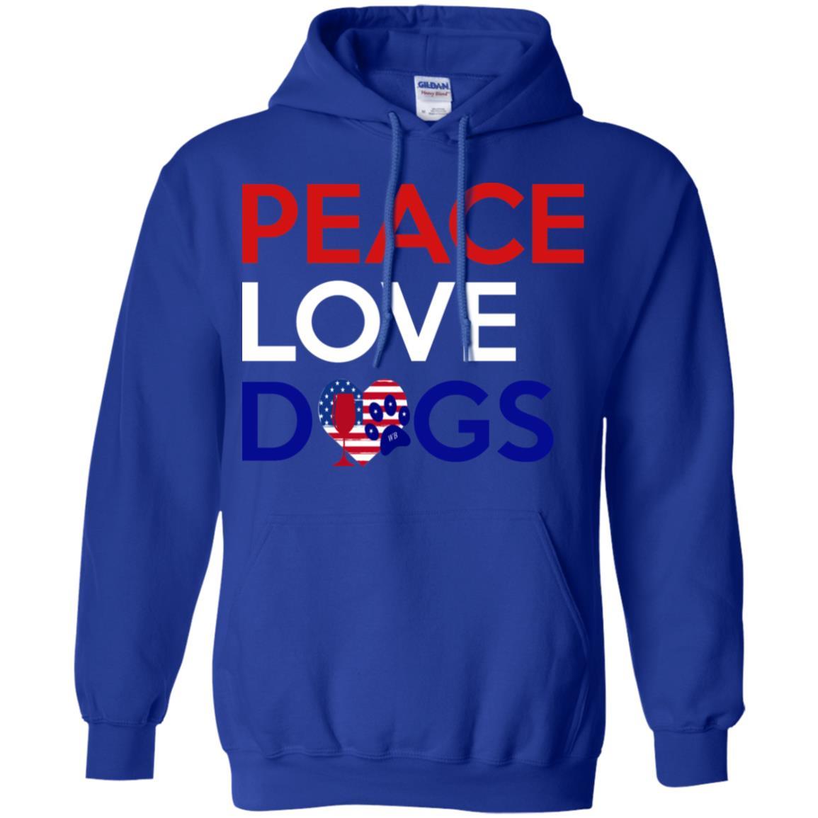 Sweatshirts Royal / S WineyBitches.Co Peace Love Dogs Pullover Hoodie 8 oz. WineyBitchesCo