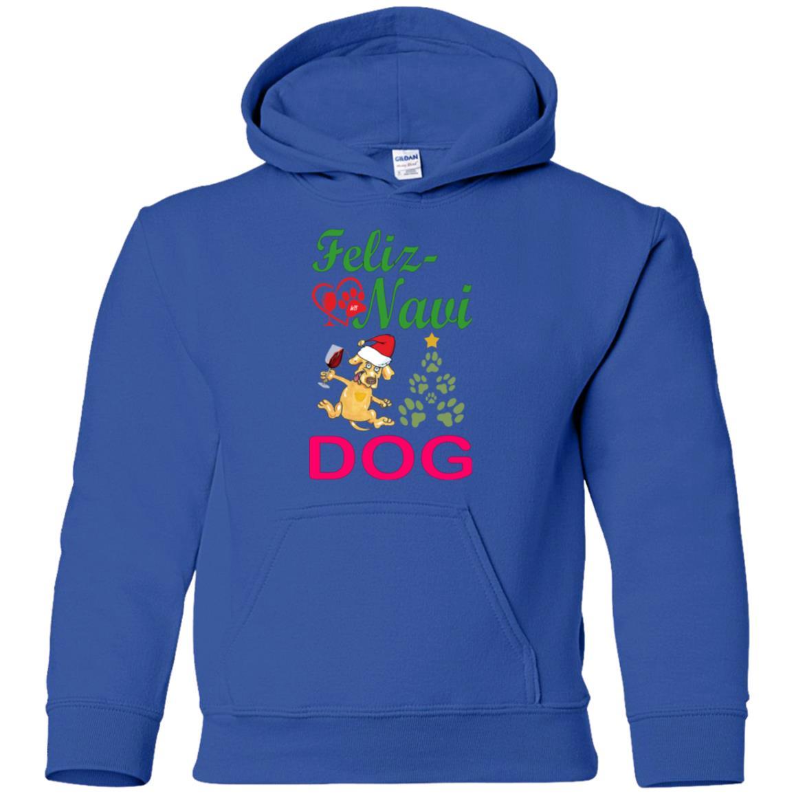 Sweatshirts Royal / YS WineyBitches.co Feliz Navi Dog Youth Pullover Hoodie WineyBitchesCo