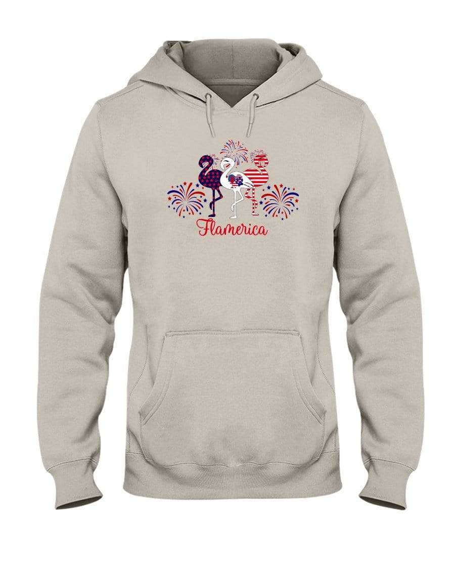 Sweatshirts Sandstone / S Winey Bitches Co "Flamerica" Patriotic Flamingo 50/50 Hoodie WineyBitchesCo