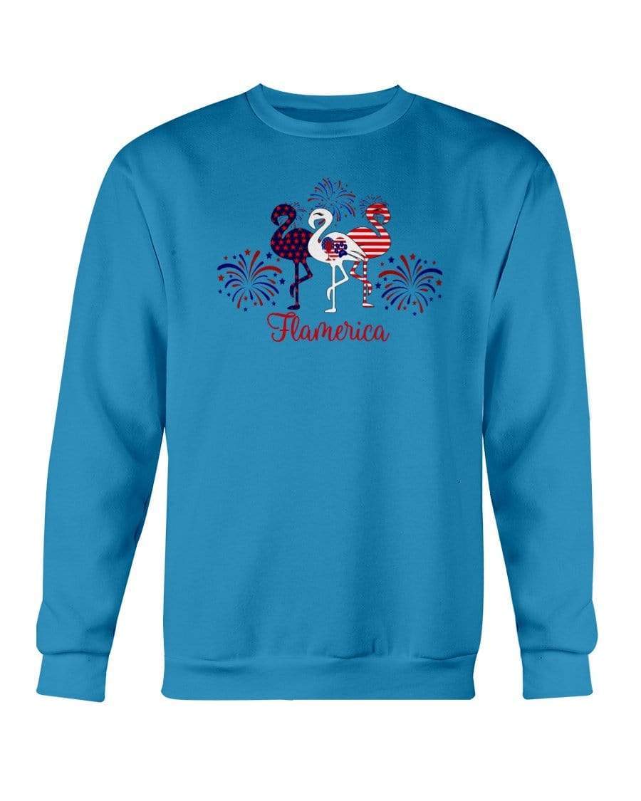 Sweatshirts Sapphire / S Winey Bitches Co "Flamerica" Patriotic Flamingo Sweatshirt - Crew WineyBitchesCo