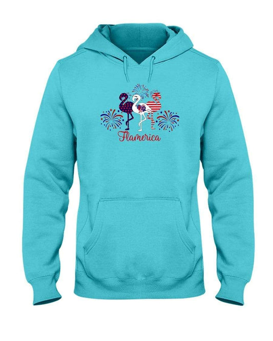 Sweatshirts Scuba Blue / S Winey Bitches Co "Flamerica" Patriotic Flamingo 50/50 Hoodie WineyBitchesCo