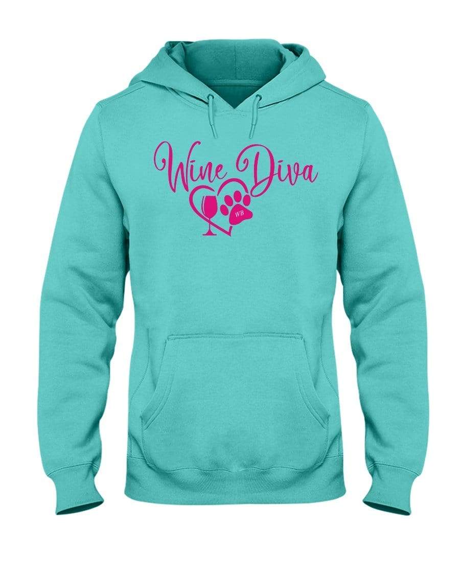 Sweatshirts Scuba Blue / S Winey Bitches Co "Wine Diva 2" 50/50 Hoodie WineyBitchesCo